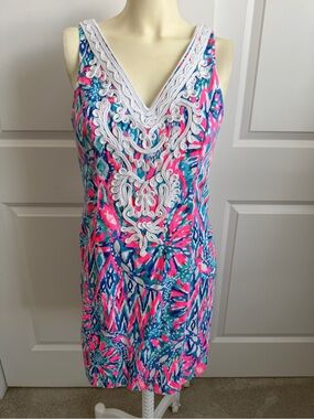 Lilly Pulitzer Gabby Shift Dress in Tiki Pink-Size 4 Preppy Resortwear